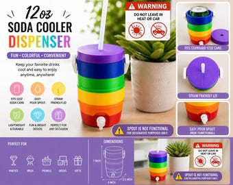 12oz Soda Can Holder  Dispenser | Rainbow Drink Holder with Spout