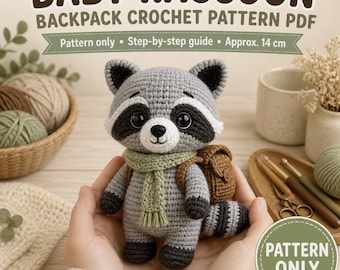 Tutorial PDF per realizzare un cucciolo di procione all'uncinetto (Amigurumi) (Download digitale)
