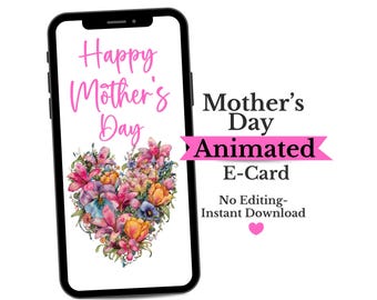Tarjeta electrónica animada para el Día de la Madre, compatible con dispositivos móviles (descarga digital)