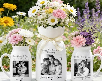 Personalized Photo Ceramic Vase, Mother's Day Gift for Mom, Custom Photo Gift for Mom