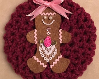 Handmade Light Pink Sparkle Bun Cover Snood with Disney Inspired Felt Mickey Mouse Felt Gingerbread Buttons for Up Do Hair Tie Hair Holder