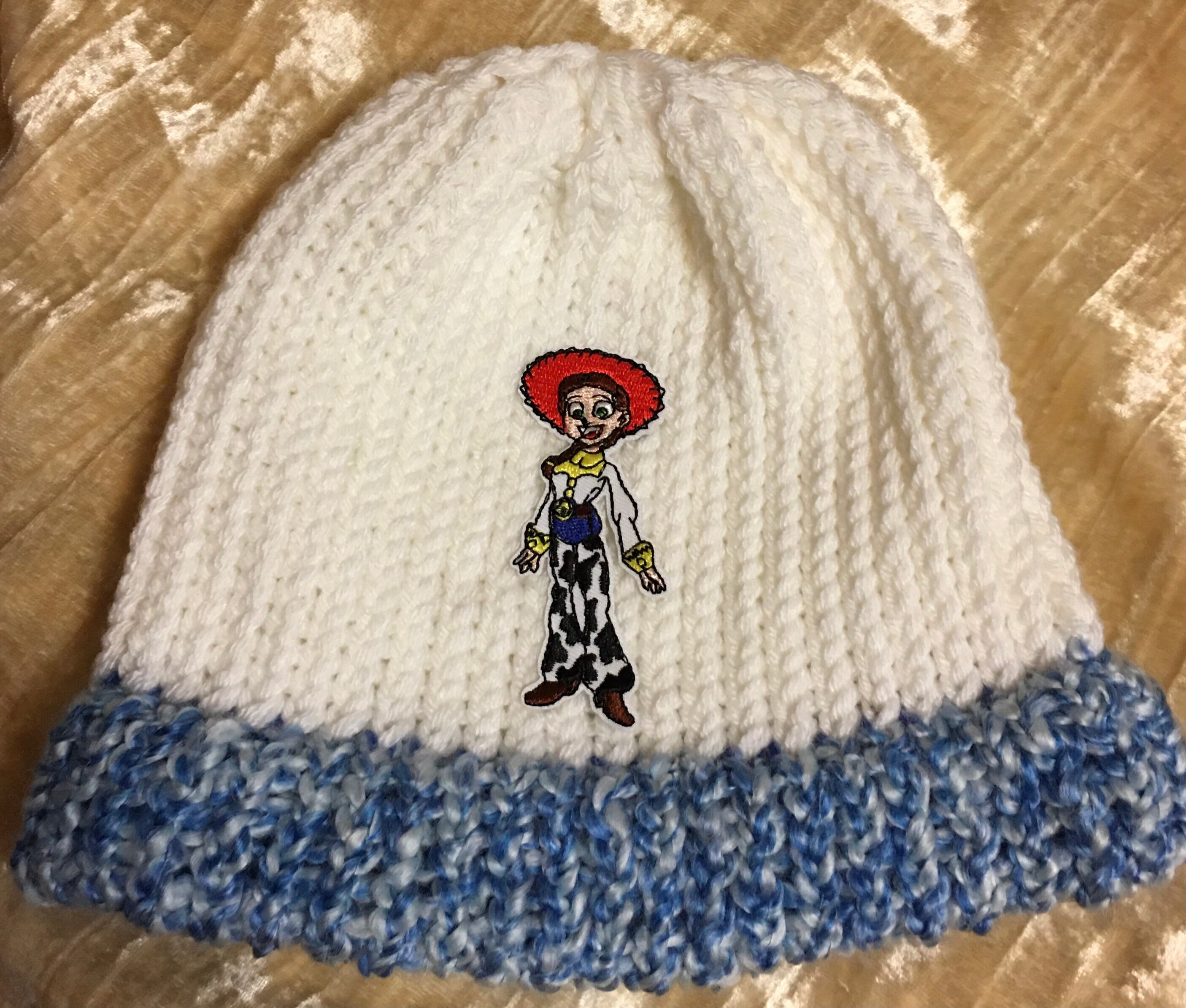 Jesse Toy Story hat white Beanie with blue multi brim Disney Etsy