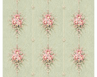 Rice paper - Pastel floral vintage wallpaper pattern A4