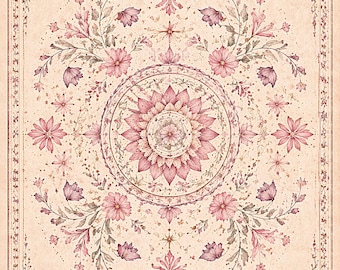 Rice paper - Vintage floral mandala A4