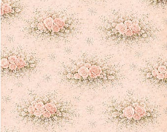 Rice paper - Vintage pink rose bouquet pattern A4