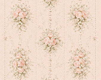 Rice paper for decoupage Vintage pink rose garlands design A4