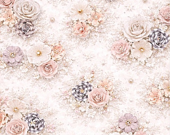 Rice paper - Delicate pastel floral decoupage design A4