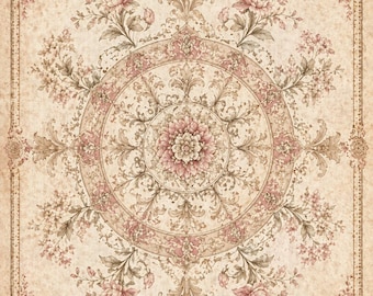Rice paper - vintage floral medallion A4