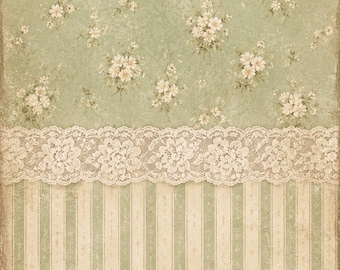 Rice paper for decoupage - Vintage floral lace wallpaper design A4