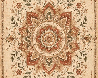 Rice paper - bohemian mandala with floral borders A4