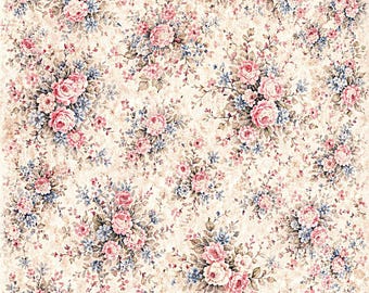 Rice paper - Vintage floral shabby chic wallpaper design A4