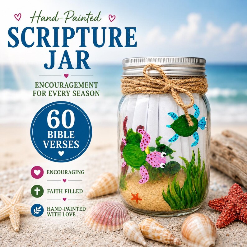 Seashell Scriptures Sea Turtles Scripture Jar - Etsy