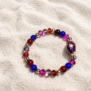 Deep Blue and Hot Pink Conch Shell Beaded Bracelet
