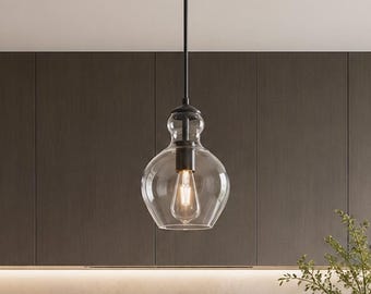 Lámparas colgantes modernas de cristal para isla de cocina, lámpara colgante de cristal estilo rústico, lámpara de araña industrial de cristal para comedor.