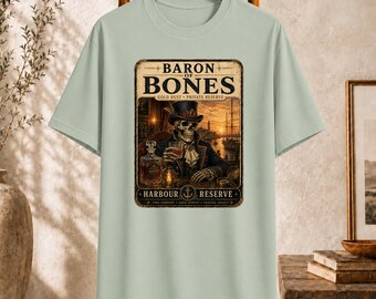 Baron of Bones Gothic Skelett Poster T-shirt | Maritimes Totenkopf-T-Shirt