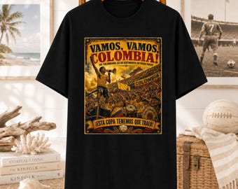 Vamos Kolumbien Vintage Fußball Poster T-Shirt | Soykolumbianisches Fußball-T-Shirt