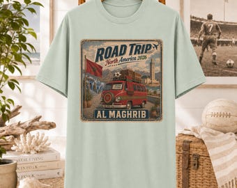Marokko Road Trip Fußball-T-Shirt Marokko Van Vintage Reise-Plakat-T-Shirt | 2026 Nordamerika
