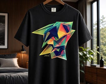 Abstraktes geometrisches Vogel-T-Shirt | Polygon Verlaufs Vogel Kunstwerk