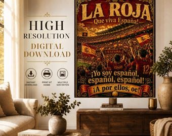 La Roja Vintage Fußball Poster, spanischer Fußball Wandkunst (digitaler Download)