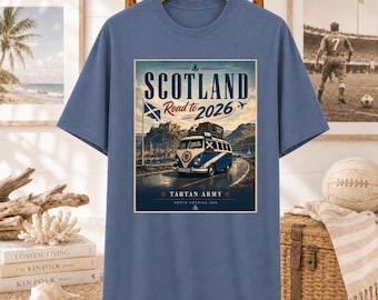 Road to 2026 Scotland Tartan Army T-shirt | Vintage Travel Poster Football Tee
