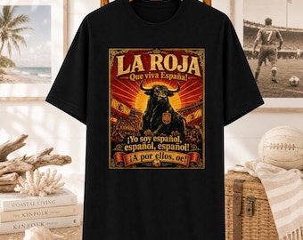 La Roja Vintage Bull Poster Spanien Fußball T-Shirt | Retro Anhänger Grafik