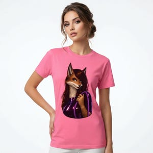 Miami Fox Girl T-Shirt | Tropical Streetwear Graphic Tee, Anthropomorphic Fox Art