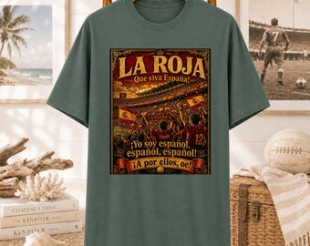 La Roja Vintage Fußballanhänger Spanien T-Shirt | Retro Stadion Poster