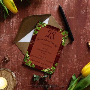 23 Birthday Invitation Template, Evermore Inspired Party Invite, Taylor Swift Theme, Editable Canva Template, Aesthetic