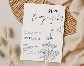 HANDGEFERTIGTE + VERSANDTE Einladungskarte zur Verlobungsfeier, We're engaged einladen, klassische Verlobungskarte