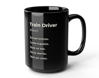 Train Driver Definition Mug | Funny Railway Worker Gift | Rail Staff Present | Train Lover Humour Cup
