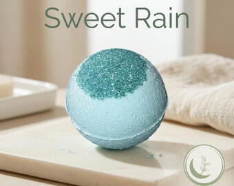 Sweet Rain Bath Bomb | Honeysuckle Rain Scent, Lunar Design, Small Batch Fizzy Self-Care