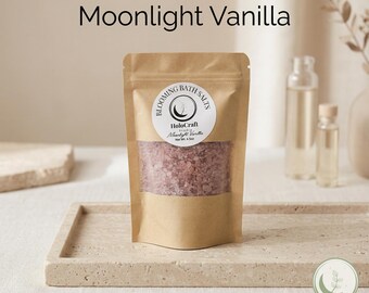 Moonlight Vanilla Blooming Bath Salts | Handcrafted Relaxing Spa Soak