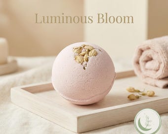 Luminous Bloom Bath Bomb | Jasmine Frankincense Floral Soak, Handmade Spa Ritual