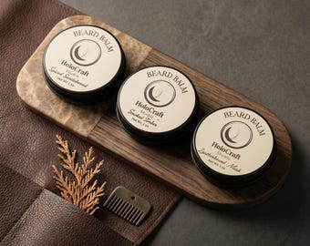 Beard Balm for Men | Conditioning & Light Hold | Sandalwood, Musk, Wood Scents | Handcrafted Beard Care | HoloCraft Studio