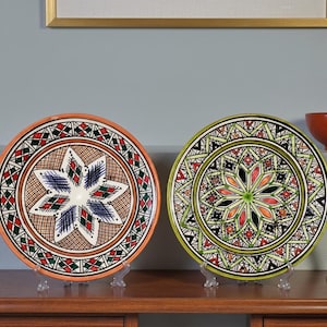 Handmade Moroccan Ceramic Plates Set of 2, Decorative Wall Plates, Traditional Pottery Decor, Boho Home Decor, Artisan Gift, 20cm Plate