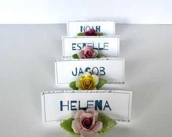 Vintage Floral Place Card Holders Set of 4, Table Settings