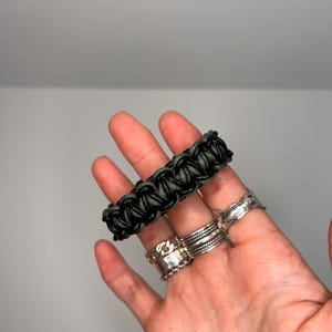Handmade Black & Green Braided Leather Bracelet - Hawaiian Style