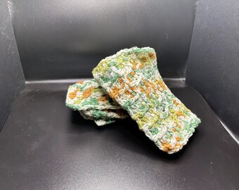 Handmade Cotton Blend Woodland Green Waffle Stitch Dish Cloth 5.5x6.5”