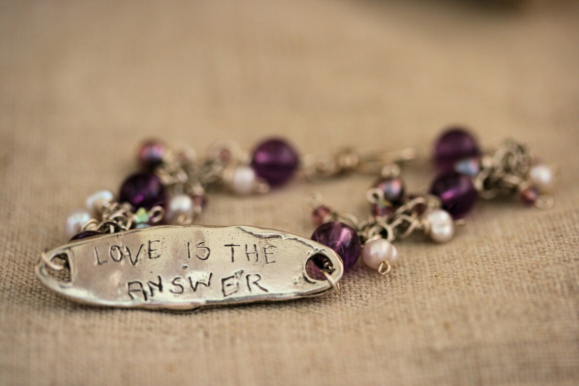 Amethyst, Freshwater Pearls and Crystals Dangle Braceleteffervescent