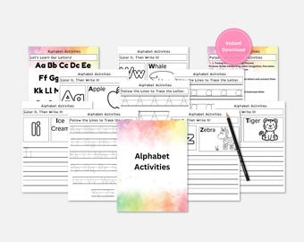 Alfabetactiviteiten, compatibel met Canva en Goodnotes
