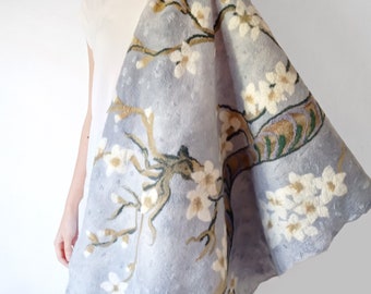 Almond Blossom by van Gogh shawl, merino wool shawl, woolen shawl, woolen stole