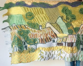 Van Gogh's woolen shawl, big woolen shawl, Farms near Auvers shawl, woolen shrug