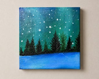 Hand-painted forest canvas