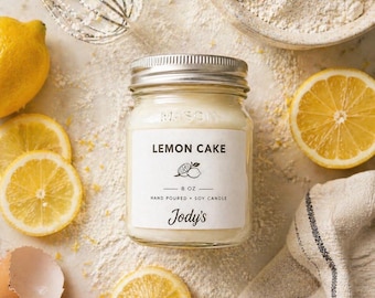 Lemon Cake Soy Candle – Sweet Citrus Vanilla – Hand Poured Clean Burn