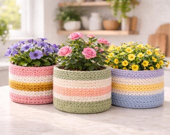 Crochet Plant Basket Pattern PDF, Easy Mini Basket Crochet Pattern, Decorative Planter Cover, Small Storage Basket, Beginner Friendly DIY