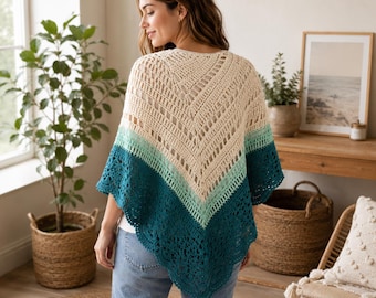 Beginner Crochet Shawl Pattern, Easy Triangle Wrap PDF, Cozy Comfort Shawl, Women's Crochet Wrap, Instant Download DIY