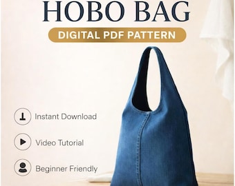 Hobo Bag Sewing Pattern PDF | DIY Denim Bag Pattern | Hobo Purse Sewing Pattern | Jeans Bag Tutorial | Digital Download