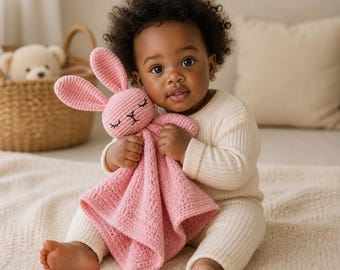Beginner Crochet Bunny Lovey Pattern, Easy Baby Security Blanket PDF, Infant Comfort Toy, Amigurumi Bunny Lovey, Baby Gift DIY