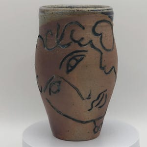 Lady with curly hair mug Wood Fired