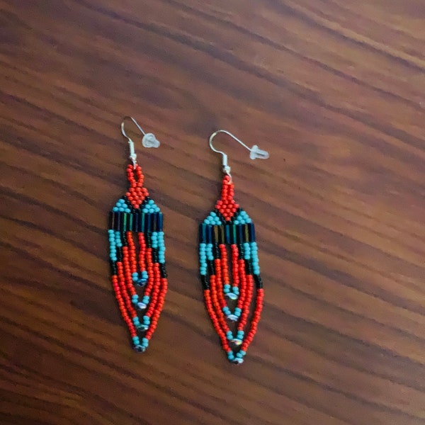 Native American "Fancy Fire Dancer" Loop Beaded Earrings